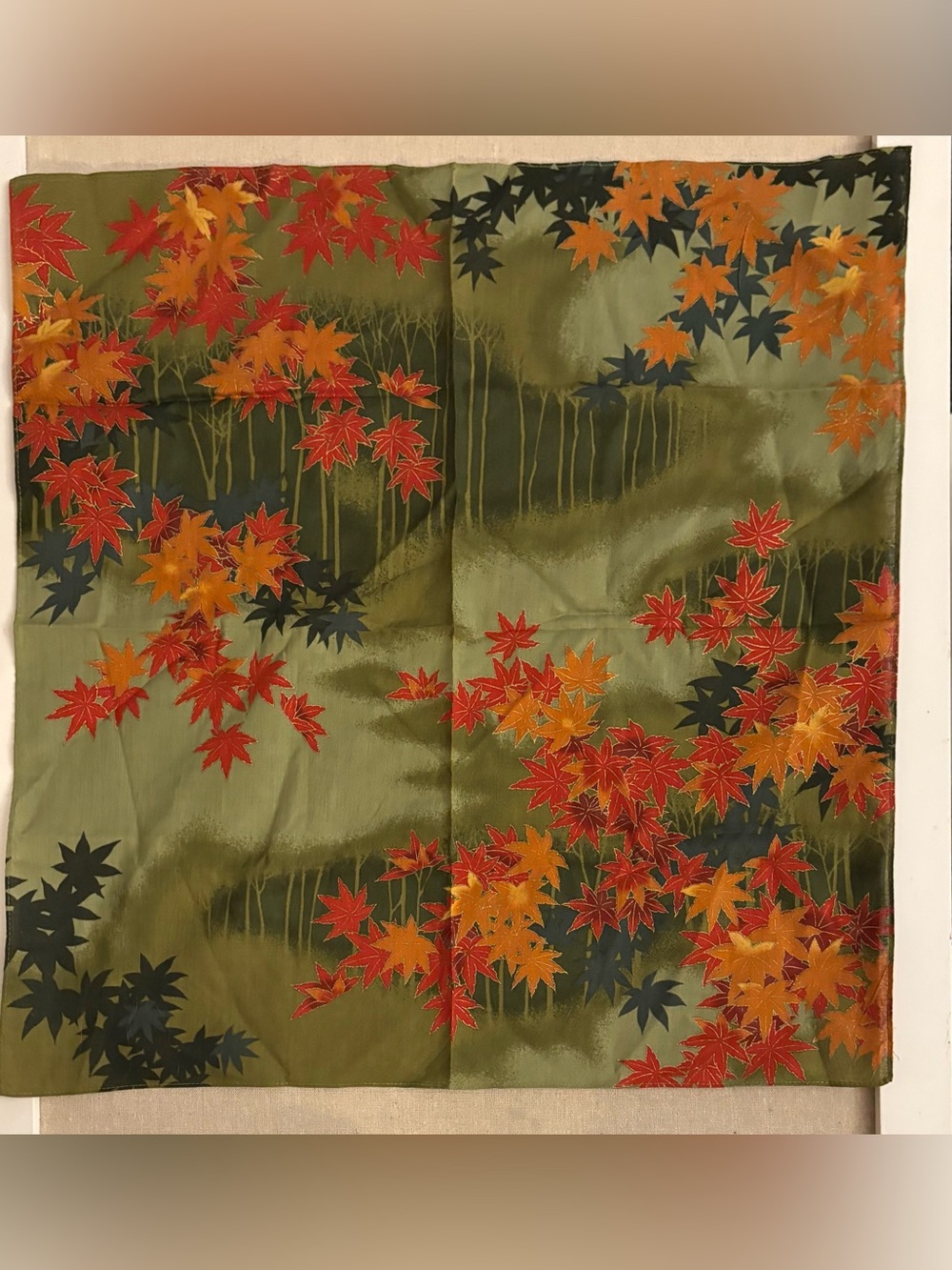 Vintage Autumn Maple Leaf Motif Scarf